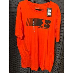 NWT Under Armour Men’s 2XL Loose Fit Graphic Logo T-Shirt Orange Athletic Tee